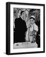 Rabbi David S. Novoseller Adjusting Carl Jay Bodek's Robe During Ceremony-Lisa Larsen-Framed Photographic Print