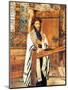 Rabbi in Front of the Wooden Synagogue Jablonow-Isidor Kaufmann-Mounted Art Print