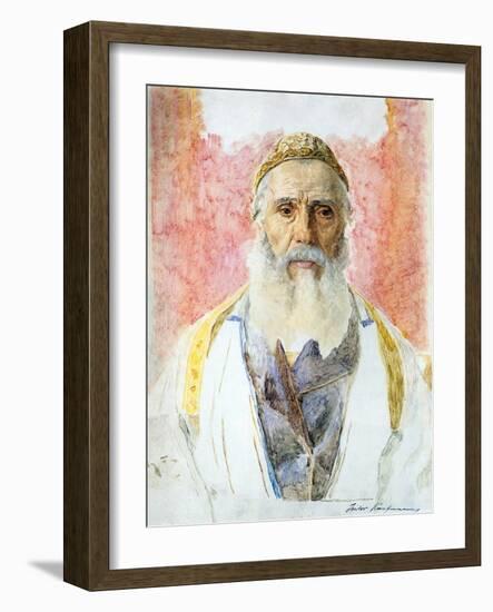 Rabbi in White Frock-Isidor Kaufmann-Framed Art Print