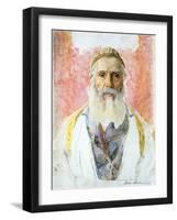 Rabbi in White Frock-Isidor Kaufmann-Framed Art Print