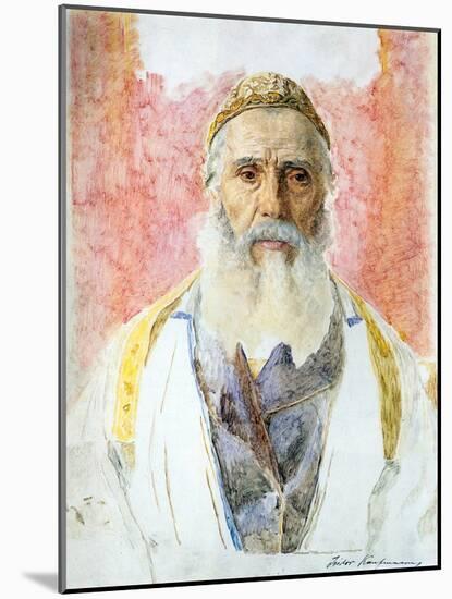 Rabbi in White Frock-Isidor Kaufmann-Mounted Art Print