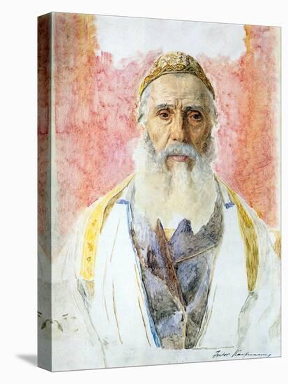 Rabbi in White Frock-Isidor Kaufmann-Stretched Canvas