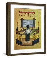 Rabbi Reading Torah, 17th Century Miniature, Jewish Art-null-Framed Giclee Print
