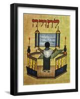 Rabbi Reading Torah, 17th Century Miniature, Jewish Art-null-Framed Giclee Print