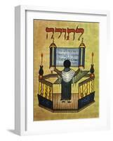 Rabbi Reading Torah, 17th Century Miniature, Jewish Art-null-Framed Giclee Print