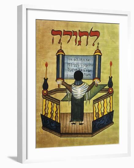 Rabbi Reading Torah, 17th Century Miniature, Jewish Art-null-Framed Giclee Print