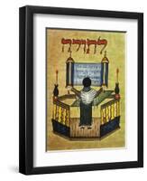 Rabbi Reading Torah, 17th Century Miniature, Jewish Art-null-Framed Premium Giclee Print