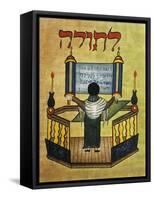 Rabbi Reading Torah, 17th Century Miniature, Jewish Art-null-Framed Stretched Canvas