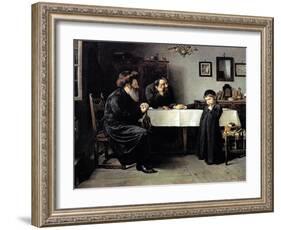 Rabbi's Visit-Isidor Kaufmann-Framed Art Print