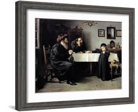 Rabbi's Visit-Isidor Kaufmann-Framed Art Print