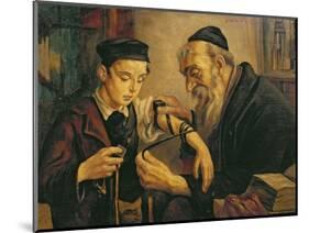 Rabbi Tying the Phylacteries to the Arm of a Boy-null-Mounted Giclee Print
