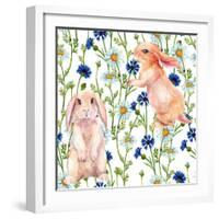 Rabbit Among Flowers-tanycya-Framed Art Print