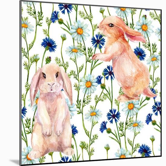 Rabbit Among Flowers-tanycya-Mounted Art Print