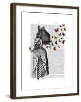 Rabbit and Butterfly Parasol-Fab Funky-Framed Art Print