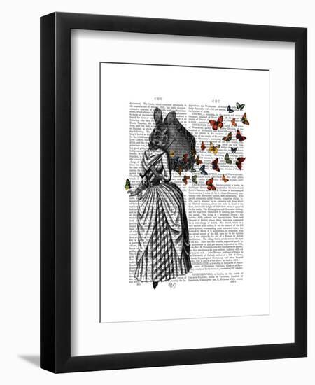 Rabbit and Butterfly Parasol-Fab Funky-Framed Art Print