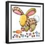 Rabbit. Cartoon Farm Animal. Cute Pet Watercolor Illustration.-Faenkova Elena-Framed Art Print