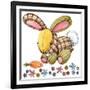 Rabbit. Cartoon Farm Animal. Cute Pet Watercolor Illustration.-Faenkova Elena-Framed Art Print