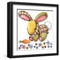 Rabbit. Cartoon Farm Animal. Cute Pet Watercolor Illustration.-Faenkova Elena-Framed Art Print