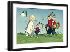 Rabbit Family with Child-null-Framed Art Print