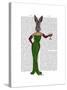 Rabbit Green Dress-Fab Funky-Stretched Canvas