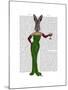 Rabbit Green Dress-Fab Funky-Mounted Art Print