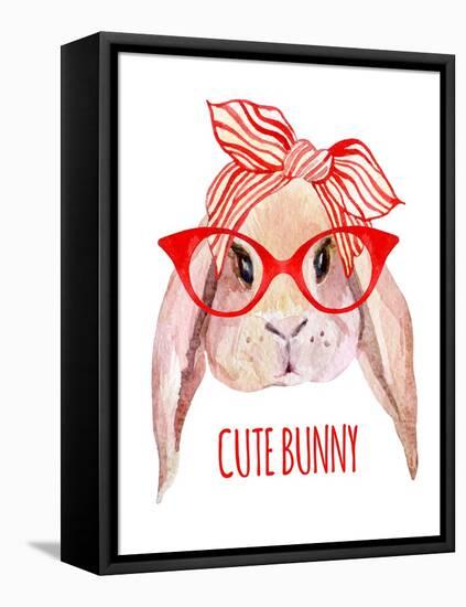 Rabbit Head in Glasses-tanycya-Framed Stretched Canvas