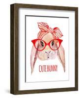 Rabbit Head in Glasses-tanycya-Framed Art Print