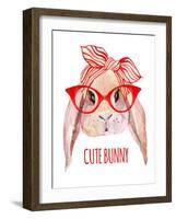 Rabbit Head in Glasses-tanycya-Framed Art Print