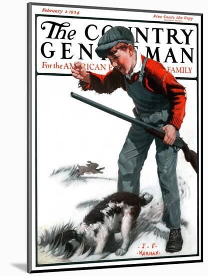 "Rabbit Hunting," Country Gentleman Cover, February 2, 1924-J.F. Kernan-Mounted Giclee Print