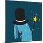 Rabbit in Black Hat Doing Tricks with Magic Wand. Colorful Dark Magical Illustration for Kids Greet-Popmarleo-Mounted Art Print