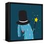 Rabbit in Black Hat Doing Tricks with Magic Wand. Colorful Dark Magical Illustration for Kids Greet-Popmarleo-Framed Stretched Canvas