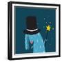 Rabbit in Black Hat Doing Tricks with Magic Wand. Colorful Dark Magical Illustration for Kids Greet-Popmarleo-Framed Premium Giclee Print