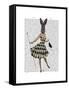 Rabbit in Black White Dress-Fab Funky-Framed Stretched Canvas