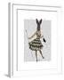 Rabbit in Black White Dress-Fab Funky-Framed Art Print