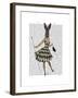 Rabbit in Black White Dress-Fab Funky-Framed Art Print