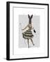 Rabbit in Black White Dress-Fab Funky-Framed Art Print