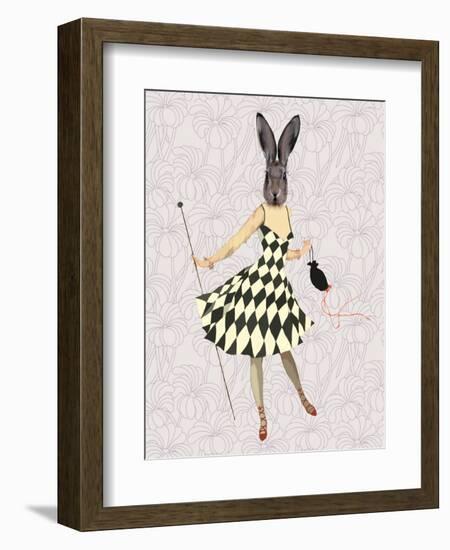 Rabbit in Black White Dress-Fab Funky-Framed Art Print