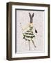 Rabbit in Black White Dress-Fab Funky-Framed Art Print