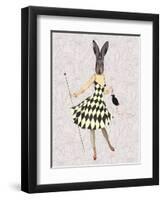 Rabbit in Black White Dress-Fab Funky-Framed Art Print