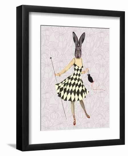 Rabbit in Black White Dress-Fab Funky-Framed Art Print