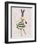 Rabbit in Black White Dress-Fab Funky-Framed Art Print