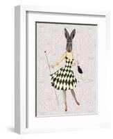 Rabbit in Black White Dress-Fab Funky-Framed Art Print