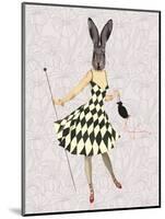 Rabbit in Black White Dress-Fab Funky-Mounted Art Print