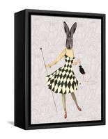 Rabbit in Black White Dress-Fab Funky-Framed Stretched Canvas