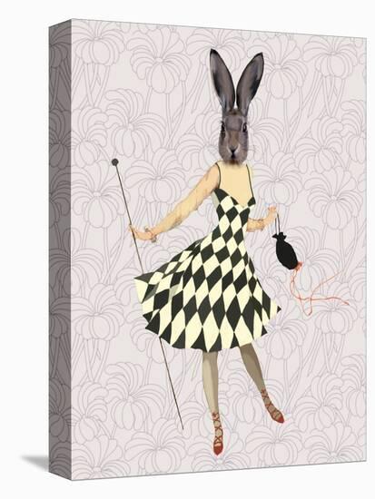 Rabbit in Black White Dress-Fab Funky-Stretched Canvas