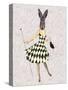 Rabbit in Black White Dress-Fab Funky-Stretched Canvas