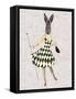 Rabbit in Black White Dress-Fab Funky-Framed Stretched Canvas