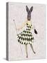 Rabbit in Black White Dress-Fab Funky-Stretched Canvas