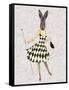 Rabbit in Black White Dress-Fab Funky-Framed Stretched Canvas