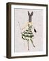 Rabbit in Black White Dress-Fab Funky-Framed Art Print